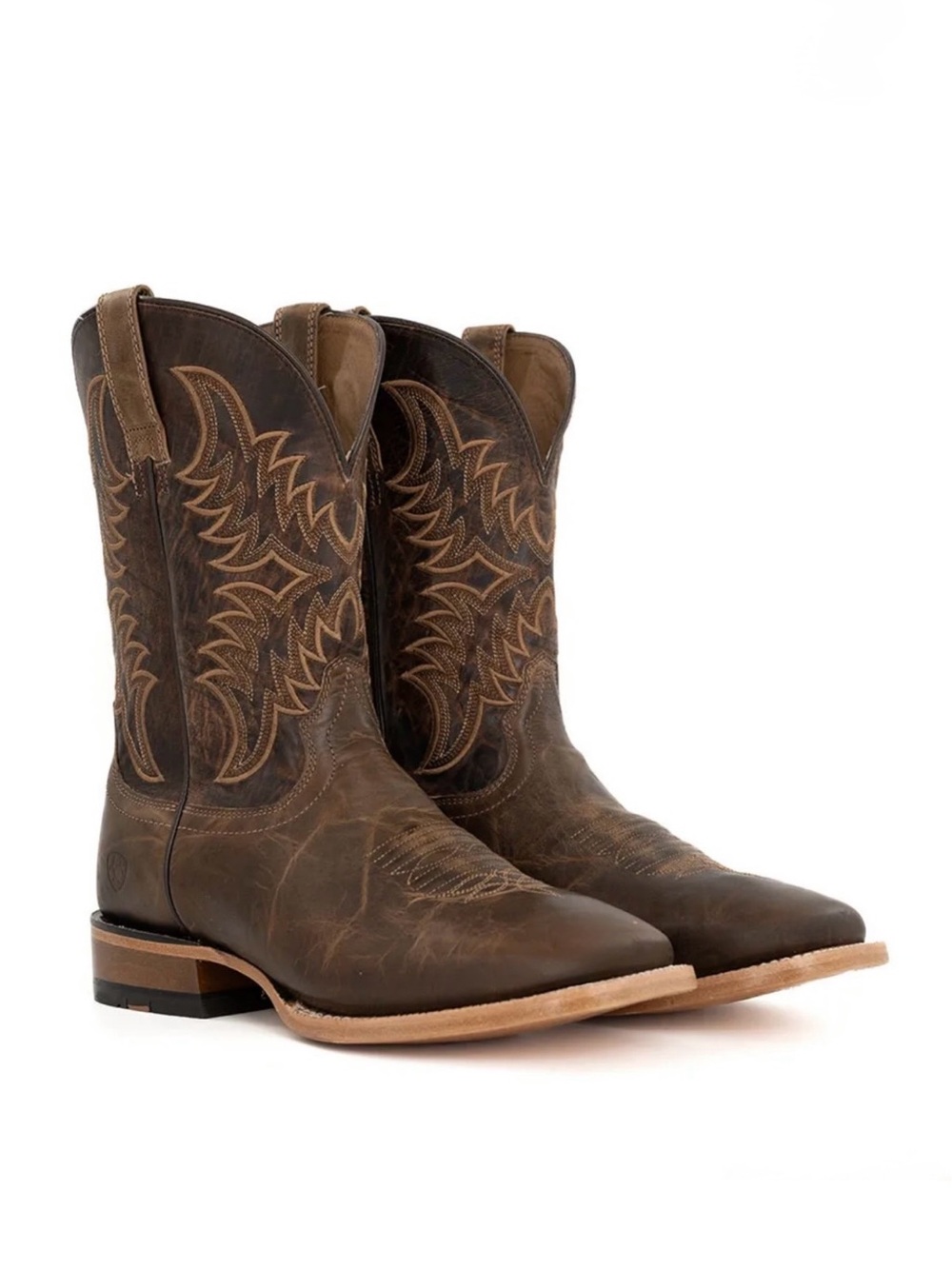 Men's Ariat Brown Leather Tek Western Cowboy Boots Square Toe SZ 13 D